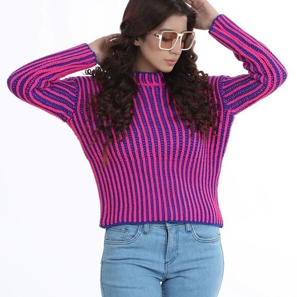 Endless Rose Two Toned Blue and Pink Crewneck Sweater(Size Small) - Picture 1 of 9